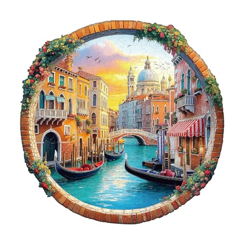 KaayeeWood Holzpuzzle Erwachsene,Wasserstadt Venedig Holzpuzzle,Einzigartige Wooden Puzzle Mit Geschenkbox,Geschenke für Kinder und Erwachsene(200 Stück,29 * 28.9cm) von KaayeeWood
