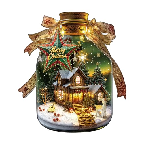 KaayeeWood Holzpuzzle Erwachsene,Weihnachtsbotschaft in Einer Flasche Holzpuzzle,Einzigartige Wooden Puzzle Mit Geschenkbox,Geschenke für Kinder und Erwachsene(170 Stück,29 * 26.1cm) von KaayeeWood