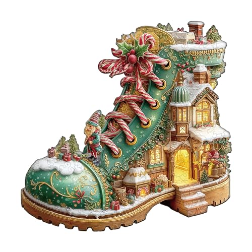 KaayeeWood Holzpuzzle Erwachsene,Weihnachtsschnee Boot Hut Holzpuzzle,Einzigartige Wooden Puzzle Mit Geschenkbox,Geschenke für Kinder und Erwachsene(240 Stück,34 * 33.8cm) von KaayeeWood