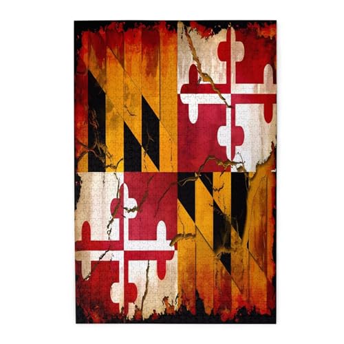 KadUe 11795 Spot Bilderpuzzle, Vintage Holzflagge Maryland, 1000PCS von KadUe
