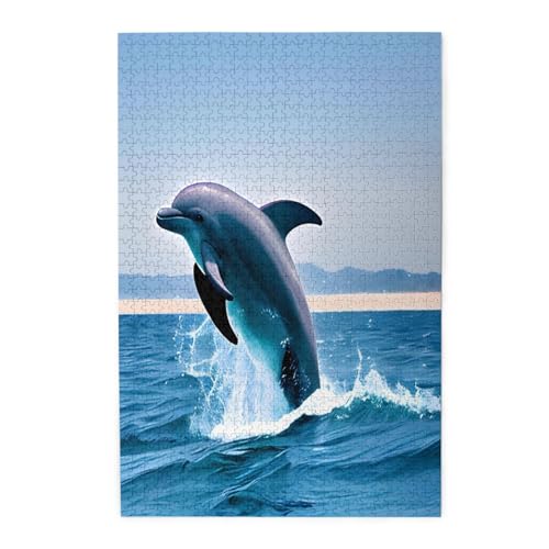 Springende Delfin-Holzpuzzles, Haustier-Puzzle, Familientreffen, Stressabbau-Puzzle von KadUe