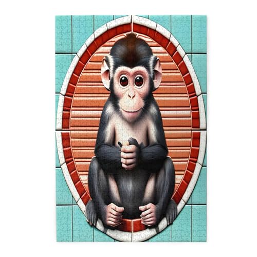 The Silent Monkey Holzpuzzles, Haustier-Puzzle, Familientreffen, Stressabbau-Puzzles von KadUe