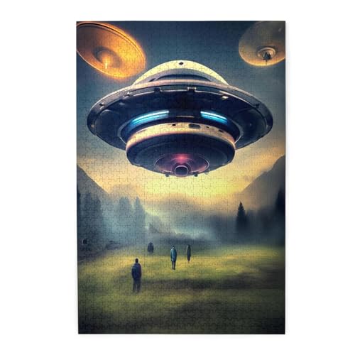 Ufo Landing Holzpuzzles, Haustier-Puzzle, Familientreffen, Stressabbau-Puzzles von KadUe