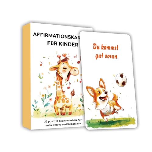 Affirmationskarten für Kinder - 32 Achtsamkeitskarten mit Glitzereffekt für Jungen und Mädchen für Übungen Positives Denken, Selbstliebe, Mut und Dankbarkeit (Affirmationskarten) von Kaderas