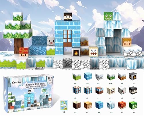 Kadii Magnetische Bausteine Set, 2,5cm Große Steine, 102 Teile mit Bodenplatte, Konstruktionsspielzeug Geschenk ab 3 Jahre (EIS) von Kadii
