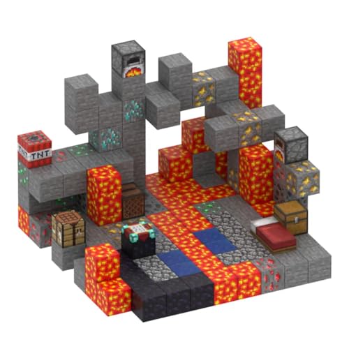 Kadii Magnetische Bausteine Set, 64 Stück, Konstruktionsspielzeug für Kinder ab 3 Jahre, Bauwelt mit Bäumen, Brücken und Straßen, mit Starken Magneten, Mehrfarbig (Lava) von Kadii