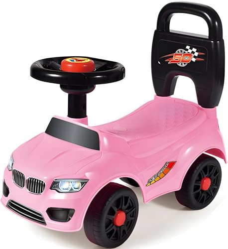 Kadii Rutschauto Kleines Kinderfahrzeug Lauflernhilfe mit Hupe Kippschutz Geschenk ab 10 Monaten (Pink) von Kadii