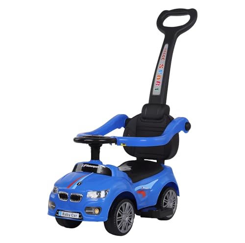 Kadii Rutschauto mit Schiebestange, Kinderfahrzeug mit Staufach Sicherheitsbügel und Sound-Lenkrad, 86 cm Höhe (Blau) von Kadii