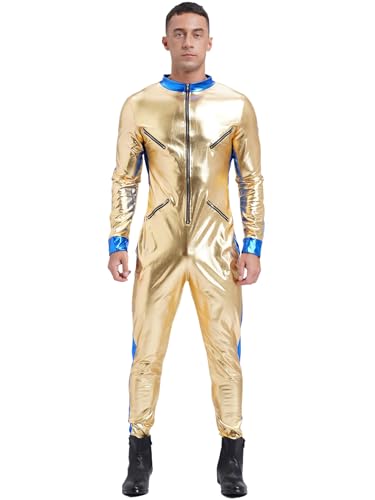 Kaerm Astronautenanzug Herren Weltraumanzug Metallic Glitzer Raumfahrer Anzug Langarm Space Man Travel Weltall Outfit Faschingkostüm Gold XL Kaerm Astronautenanzug Herren Weltraumanzug Metallic Glitzer Raumfahrer Anzug Langarm Space Man Travel Weltall Outfit Faschingkostüm Gold XL von Kaerm