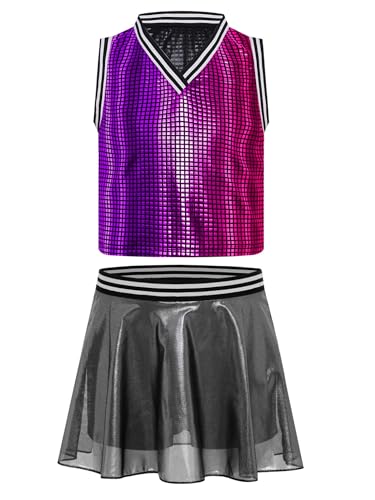 Kaerm Cheer Leader Kostüm Kinder Mädchen Tanzkleid Pailletten Glitzer Cheerleaderin Kleid Ärmellos Oberteil Minirock Mit Innenshorts Dancewear Hot Pink 134-140 Kaerm Cheer Leader Kostüm Kinder Mädchen Tanzkleid Pailletten Glitzer Cheerleaderin Kleid Ärmellos Oberteil Minirock Mit Innenshorts Dancewear Hot Pink 134-140 von Kaerm