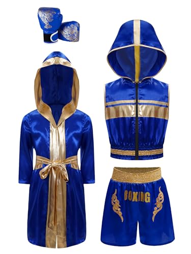 Kaerm Kinder Junge Muay Thai Set Wushu Anzug Langarm Boxer Mantel Boxen Kapuzenuamhang Mit Hoodie Oberteil Shorts Boxhandschuhe Boxer Kostüm Blau 146-152 Kaerm Kinder Junge Muay Thai Set Wushu Anzug Langarm Boxer Mantel Boxen Kapuzenuamhang Mit Hoodie Oberteil Shorts Boxhandschuhe Boxer Kostüm Blau 146-152 von Kaerm