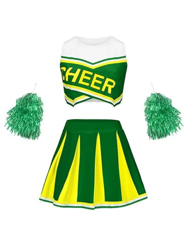 Kaerm Kinder Mädchen Cheer Leader Kostüm Ärmellos Kurz Top Mit Faltenrock Handblumen Fasching Karneval Mottoparty Cheerleaderin Outfit Grün 122-128 Kaerm Kinder Mädchen Cheer Leader Kostüm Ärmellos Kurz Top Mit Faltenrock Handblumen Fasching Karneval Mottoparty Cheerleaderin Outfit Grün 122-128 von Kaerm