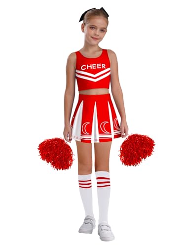 Kaerm Kinder Mädchen Cheer Leader Kostüm Mit Pompons Crop Top Faltenrock Strümpfe Fasching Karneval Cheerleaderin Uniform Tanzkleidung Set Rot 98-104 Kaerm Kinder Mädchen Cheer Leader Kostüm Mit Pompons Crop Top Faltenrock Strümpfe Fasching Karneval Cheerleaderin Uniform Tanzkleidung Set Rot 98-104 von Kaerm