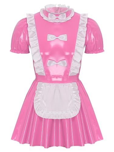 Kaerm Sissy Dienstmädchen Outfit Herren Lack Leder Kleid Puffärmel Minikleid Rüschen Kragen Schürze Kleid Für Mottoparty Fastnacht Kaerm Sissy Dienstmädchen Outfit Herren Lack Leder Kleid Puffärmel Minikleid Rüschen Kragen Schürze Kleid Für Mottoparty Fastnacht von Kaerm