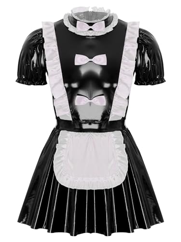Kaerm Sissy Dienstmädchen Outfit Herren Lack Leder Kleid Puffärmel Minikleid Rüschen Kragen Schürze Kleid Für Mottoparty Fastnacht Kaerm Sissy Dienstmädchen Outfit Herren Lack Leder Kleid Puffärmel Minikleid Rüschen Kragen Schürze Kleid Für Mottoparty Fastnacht von Kaerm
