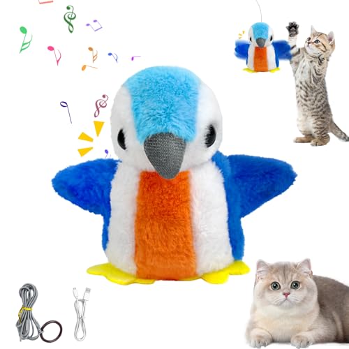 Kaezuy Blaumeise Katzenspielzeug Fliegender Vogel Interaktives Spielzeug Mit Realistischem Klang Und Wiederaufladbarem USB-Akku Für Katzen von Kaezuy