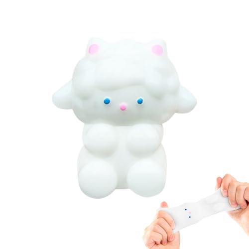 Kaezuy Squishy Toys Anti Stress Spielzeug Sensorische Stimulation TPR Material Für Kinder Und Erwachsene Niedliche Tierformen Lamm Kätzchen Hase Zum Drücken Und Kneten (A) von Kaezuy