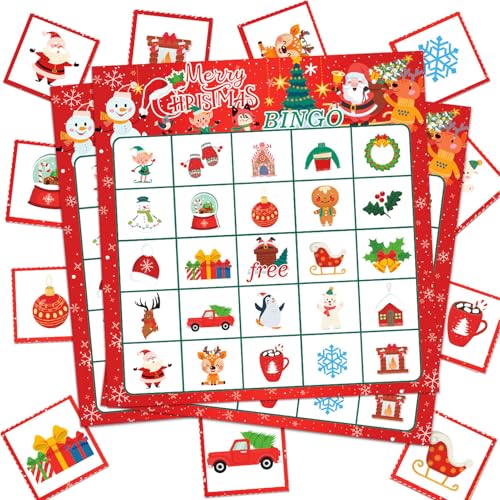 Kaezuy Weihnachtsspielkarten-Set Interaktive Brettspielkarten 24 Spieler Mit Aufklebern Und Handbuch Für Familienabende Gruppenaktivitäten Kaezuy Weihnachtsspielkarten-Set Interaktive Brettspielkarten 24 Spieler Mit Aufklebern Und Handbuch Für Familienabende Gruppenaktivitäten von Kaezuy