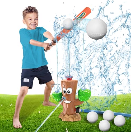 Wassersprinkler Spielzeug für Kinder, Baseball Übungsspielzeug, Wasserspielzeug Sprinkler, Garten Rasensprenger Sprinklerspielzeug mit Baseball Trainer für Kinder ab 3 Jahren (Baum) von Kaezuy