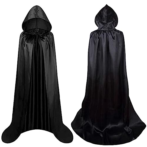 Kahdsvby Halloween-Kostüm, 2-teilig, Umhang des Todes, schwarz, Größe L, 1,5 m, langer Umhang des Teufels, 59 Zoll, geeignet für den Außenbereich von Kahdsvby