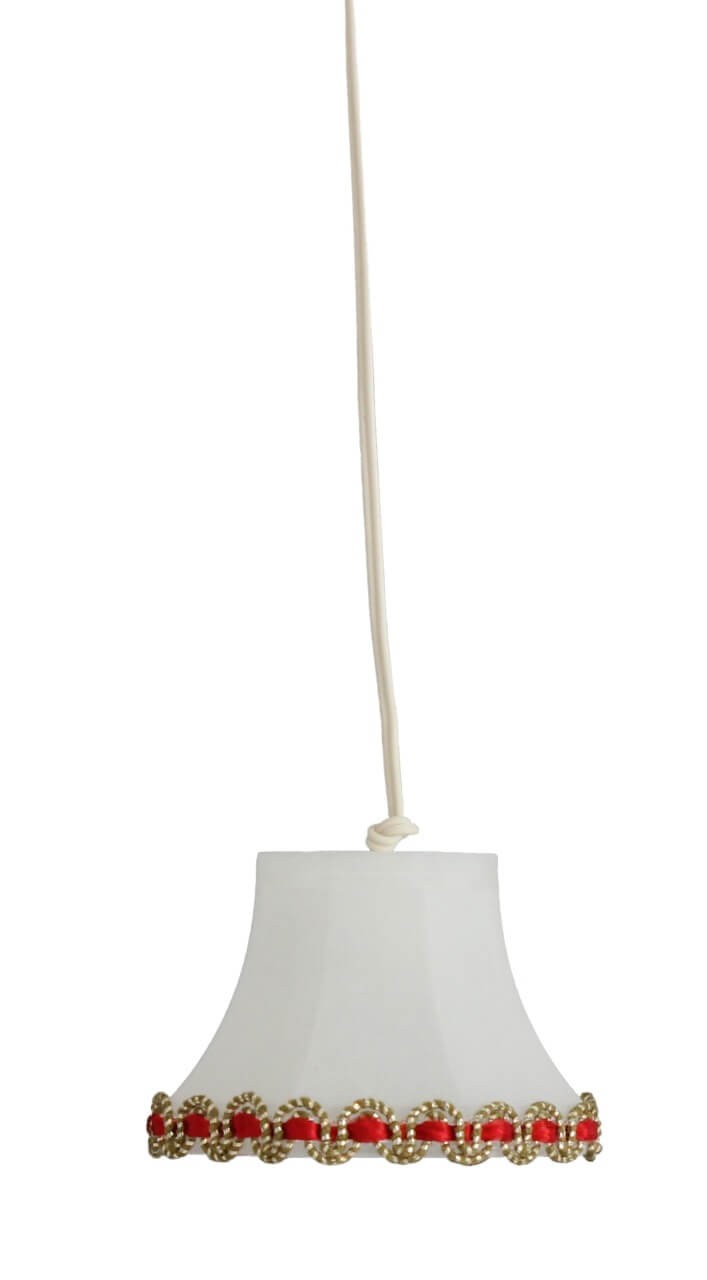 Hängelampe LED 3,5V mit rot/goldener Borte für Puppenhaus von Kahlert Licht