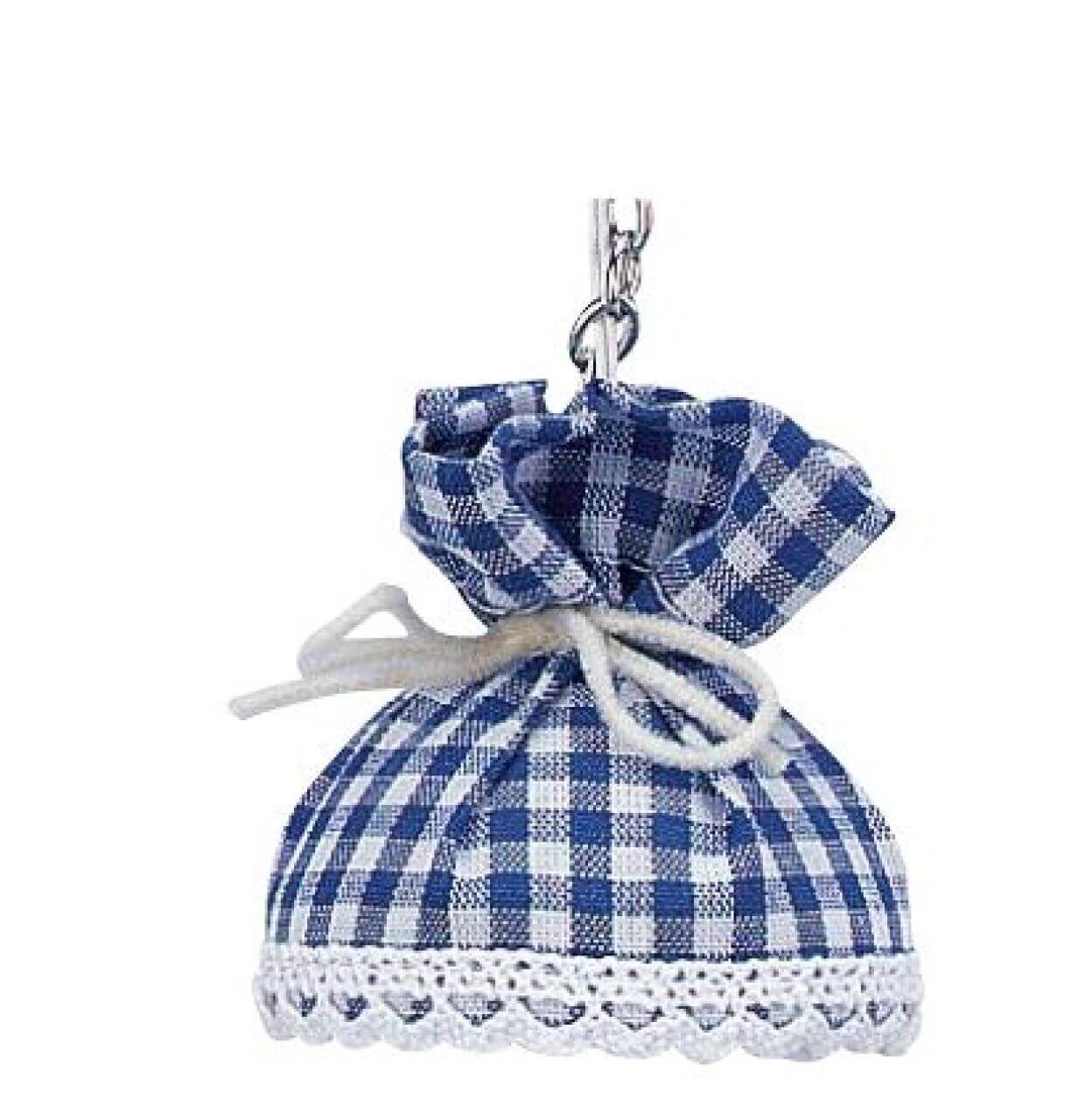 Hängelampe Puppenhaus Stoffschirm kariert blau 40mm – mit Kabel und Stecker, 60cm von Kahlert Licht