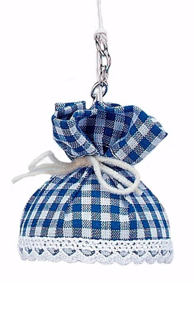 Hängelampe Puppenhaus Stoffschirm kariert blau 50mm – mit Kabel und Stecker, 60cm von Kahlert Licht