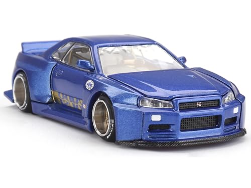 Kaido House Nissan Skyline GT-R (R34) Kaido Works Shinjuku V2 von Mini GT in Blau 158 von Kaido House