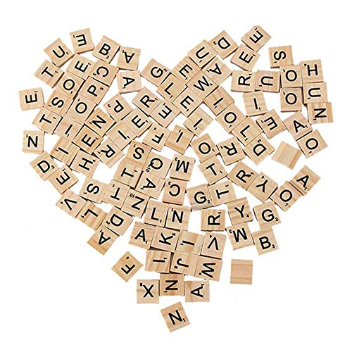 KlsyChry 100 Stück Holzbuchstaben Buchstaben Holz Alphabet Fliesen Buchstaben Spiel für Kunsthandwerk DIY von KlsyChry