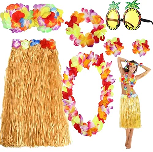 Kaimirui Hawaii Party Kostüm Set,Hawaii Kostüm Damen,Faschingskostüme Damen für Beachparty Deko und Ananas Sonnenbrille Beachparty Deko von Kaimirui