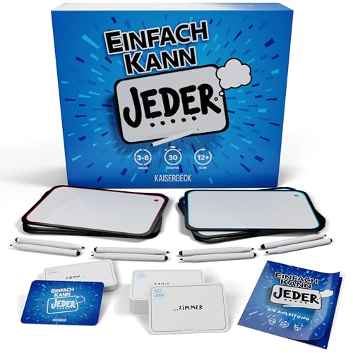 KAISERDECK Einfach Kann Jeder Brettspiel - Das interaktive Wort- und Gesellschaftsspiel für Erwachsene und Jugendliche - Radierbare Stifte und Whiteboards - 220 Spielkarten für Langen Spielspaß von Kaiserdeck