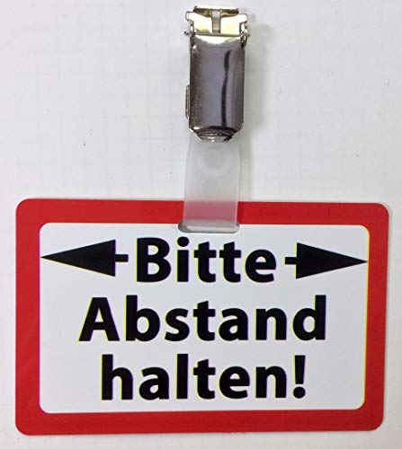 KaiserstuhlCard Magnete Anhänger Schild Button Anstecker Bitte Abstand halten Warnung Schutz Hinweis Klinik Büro Praxis Geschäft (rot weiß) von KaiserstuhlCard Magnete