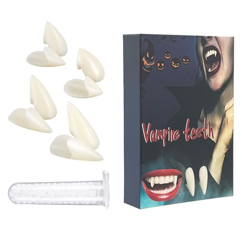 Kaishuai - Vampir Eckzähne Blood Sucker, 4 Paar Wiederverwendbare Halloween Vampir, Vampir, Zombie, Dämon, Hexe, Vampirzähne für Frauen, verformte Masse von Kaishuai