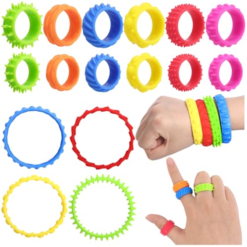 16 Stück Fidget Ring Toys Kinder, Sensory Fidget Ringe Fidgets Armband Kauarmband Spielzeug Sensorik Autismus Spielzeug für Kinder Erwachsene Mitgebsel 16 Stück Fidget Ring Toys Kinder, Sensory Fidget Ringe Fidgets Armband Kauarmband Spielzeug Sensorik Autismus Spielzeug für Kinder Erwachsene Mitgebsel von Kaisibum