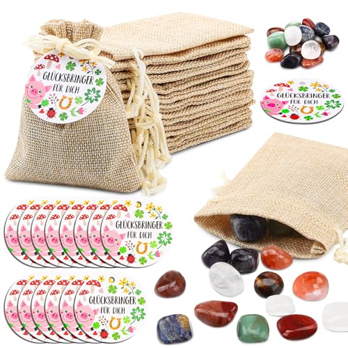 Kaisibum 14 Set Glückssteine, Bunte Muggelsteine mit Beigefarbene Säckchen und “GLÜCK BRINGER FÜR DICH” Waldtiere Grußkarten für Mitgebselstein, Glücksbringer, Kindergeburtstag, Gastgeschenke, Taufe Kaisibum 14 Set Glückssteine, Bunte Muggelsteine mit Beigefarbene Säckchen und “GLÜCK BRINGER FÜR DICH” Waldtiere Grußkarten für Mitgebselstein, Glücksbringer, Kindergeburtstag, Gastgeschenke, Taufe von Kaisibum