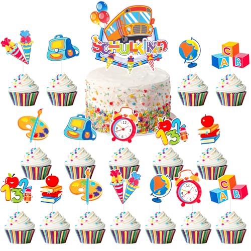 Kaisibum 17 Stück Tortendeko Einschulung, Kuchen Schulanfang Deko Cake Topper Schulkind Cupcake Muffin Deko Kaisibum 17 Stück Tortendeko Einschulung, Kuchen Schulanfang Deko Cake Topper Schulkind Cupcake Muffin Deko von Kaisibum