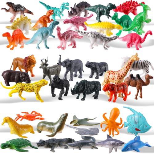 Kaisibum 40 Stück Tiere Figuren Wald Ocean Dino Figuren Ocean Wildtiere Dinosaurier Spielzeug Tierfiguren Zoo Dschungel Wild Meerestiere Spielzeug ab 5-8 Jahre Jungen Kinder von Kaisibum