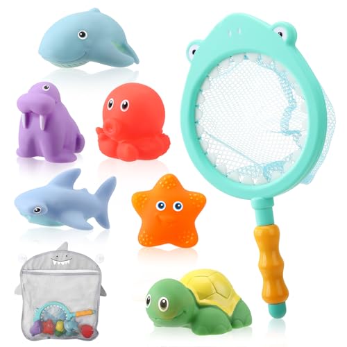 Kaisibum Baby Badespielzeug, Wasserspielzeug Kinder, farbwechselndes Badespielzeug Baby ab 1 2 3 4 Jahr, Badewanne Pool Spielzeug, Wasserspielzeug mit Fischernetz für Duschen und Schwimmen Kaisibum Baby Badespielzeug, Wasserspielzeug Kinder, farbwechselndes Badespielzeug Baby ab 1 2 3 4 Jahr, Badewanne Pool Spielzeug, Wasserspielzeug mit Fischernetz für Duschen und Schwimmen von Kaisibum