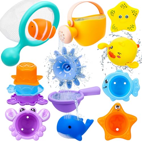 Kaisibum Badewannenspielzeug 11 Stück Badespielzeug Baby ab 1 2 3 4 Jahr Wasserspielzeug Kinder Outdoor Pool Spielzeug Planschbecken Spielzeug von Kaisibum