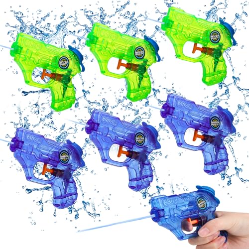Kaisibum Wasserpistole für Kinder, 6 Stück Wasserpistole Klein Wasserspritzpistole Reichweite 7-8 Meter 100ml Spritzpistole WasserSommer Spielzeug für Garten Pool Party Mitgebsel von Kaisibum