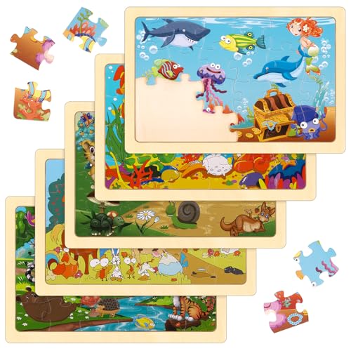 Kaisibum Wooderma Tiere Puzzle, 5x24 Teilen Kinder Tier Holzpuzzle ab 3 4 5 Jahre, Kinderpuzzle Holzpuzzle Kinderspielzeug Vorschule Lehrreiches Spielzeug für Mädchen Jungen Kaisibum Wooderma Tiere Puzzle, 5x24 Teilen Kinder Tier Holzpuzzle ab 3 4 5 Jahre, Kinderpuzzle Holzpuzzle Kinderspielzeug Vorschule Lehrreiches Spielzeug für Mädchen Jungen von Kaisibum