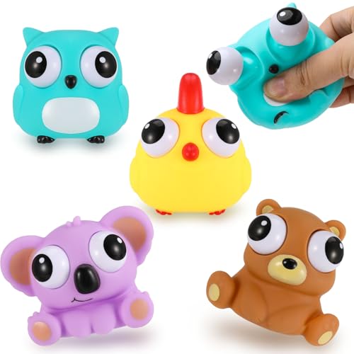 Squeeze Spielzeug 4 Stück Lustig Stressbälle Fidget Toys Popping Out Eyes Squeeze Toys Anti Stress Spielzeug für Erwachsene und Kinder von Kaisibum