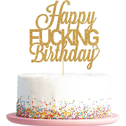 KakaSwa Goldener Glitzer-Kuchenaufsatz, Happy Birthday-Party-Dekorationen, lustiges Geburtstagsparty-Zubehör KakaSwa Goldener Glitzer-Kuchenaufsatz, Happy Birthday-Party-Dekorationen, lustiges Geburtstagsparty-Zubehör von KakaSwa