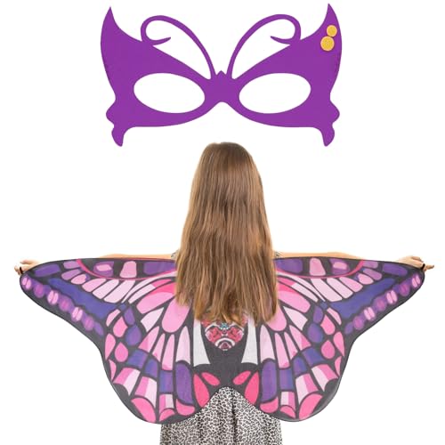 Kaket Schmetterlings-Flügel-Kostüm für Kinder, mit Maske, Schmetterlingsflügel, Umhang für Kinder, Schmetterlings-Feenflügel für Mädchen (Stil 8) von Kaket