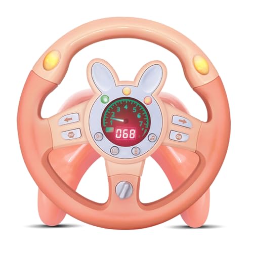 KalaDuck Lenkrad Kinder Auto Rücksitz, Fahrsimulator Kinder mit Musik Spiel, Lichtern und Vibrieren, Bildung Rollenspiel 360°Lenkrad Spielzeug für Jungen Mädchen ab 3 6 8 Jahre (Rosa) von KalaDuck