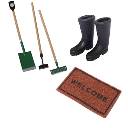 Dollhouse Farm Werkzeuge Miniaturgarten Regenstiefel Teppichzubehör Arbeiten Mini -Modell Simulation Miniatur Regenstiefel von Kalastussaari