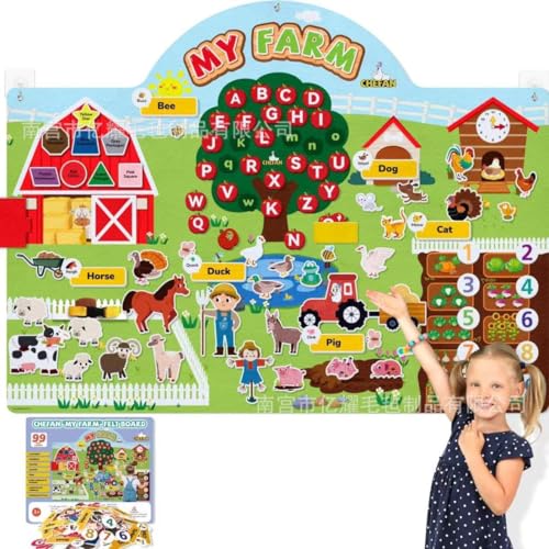 Farm Felt Story Board Sets 32 x 27 Große Nutztiere Filz Board für Kleinkinder Vorschulpädagogik -Wandaktivität Spielzeug für Geschichten in Indoor -Kleinkindaktivitäten Story Sets von Kalastussaari