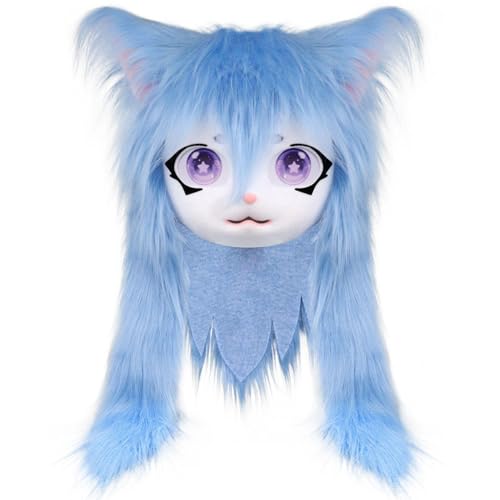 Fursuit Katzenkopfmaske, Blue Plüsch Realistischer pelziger Kostümkopf für Halloween, Cosplay & Maskerade -Partys - Unisex Erwachsene Größe Fursuit Katzenkopfmaske, Blue Plüsch Realistischer pelziger Kostümkopf für Halloween, Cosplay & Maskerade -Partys - Unisex Erwachsene Größe von Kalastussaari