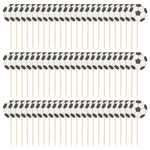 Fußball Cupcake Toppers 72pcs Einweg 4, 3x1, 4 Zoll Fußballkuchen -Topper für Geburtstagsfeierdekorationen, Cocktail, Obst von Kalastussaari