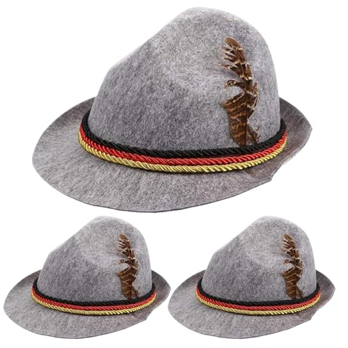 Kalastussaari 3pcs Deutsche Hut Einer Größe Oktoberfest Kostüm Männer traditionelle bayerische Oktoberfesthut für Erwachsene (grau) Deutsch von Kalastussaari